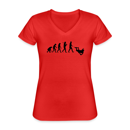 Klasyczna koszulka damska z dekoltem w serek - red